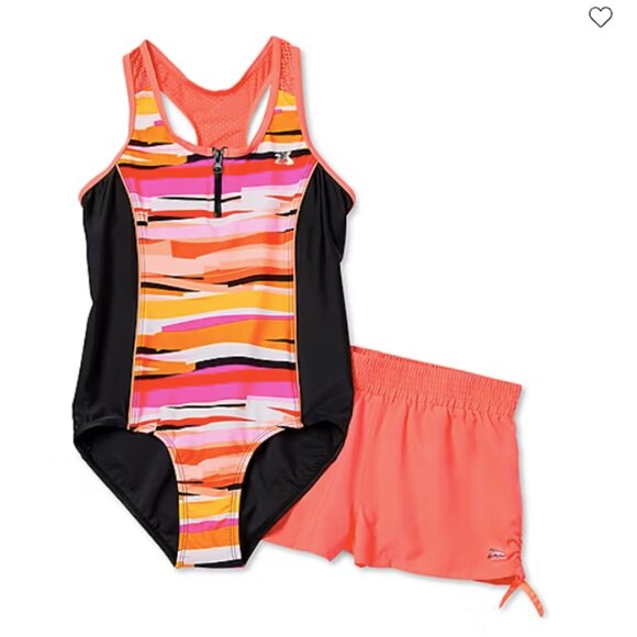 ZeroXposur Big Kid Girls One Piece with Shorts Cover-Up Sz L (14.5-16.5) - Picture 1 of 8